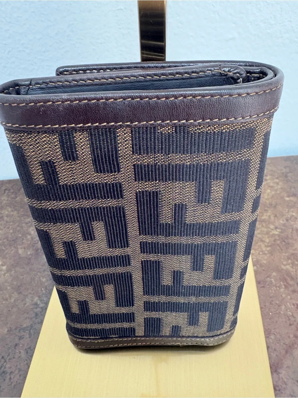 Fendi Vintage Zucca FF Monogram Canvas Leather Continental Wallet Brown